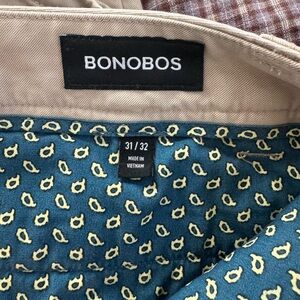 Bonobos Beige Pants with Blue Patterned Lining